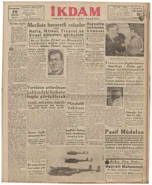 İkdam (Sabah Postası) Gazetesi 29 Mayıs 1941 kapağı