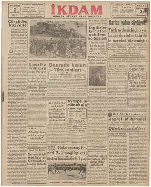 İkdam (Sabah Postası) Gazetesi 2 Haziran 1941 kapağı