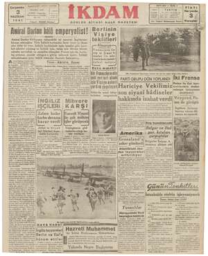 İkdam (Sabah Postası) Gazetesi 4 Haziran 1941 kapağı