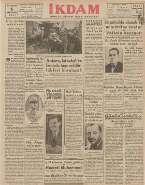 İkdam (Sabah Postası) Gazetesi 5 Haziran 1941 kapağı