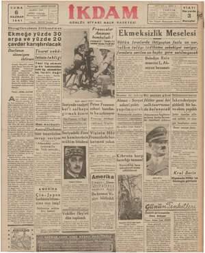 İkdam (Sabah Postası) Gazetesi 6 Haziran 1941 kapağı