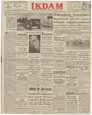İkdam (Sabah Postası) Gazetesi 8 Haziran 1941 kapağı