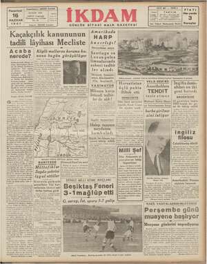 İkdam (Sabah Postası) Gazetesi 16 Haziran 1941 kapağı