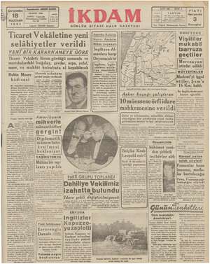 İkdam (Sabah Postası) Gazetesi 18 Haziran 1941 kapağı