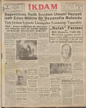 İkdam (Sabah Postası) Gazetesi 5 Temmuz 1941 kapağı
