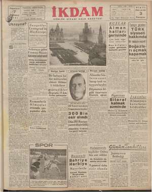 İkdam (Sabah Postası) Gazetesi 7 Temmuz 1941 kapağı