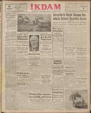 İkdam (Sabah Postası) Gazetesi 16 Temmuz 1941 kapağı