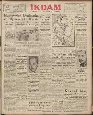 İkdam (Sabah Postası) Gazetesi 20 Temmuz 1941 kapağı