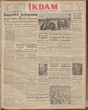 İkdam (Sabah Postası) Gazetesi 31 Temmuz 1941 kapağı
