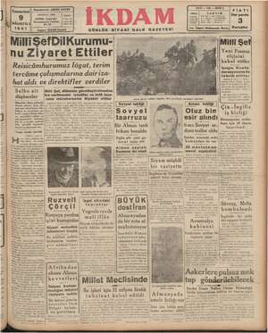 İkdam (Sabah Postası) Gazetesi 9 Ağustos 1941 kapağı