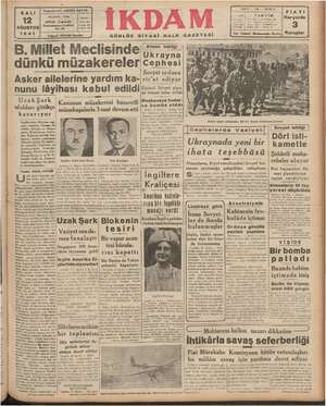 İkdam (Sabah Postası) Gazetesi 12 Ağustos 1941 kapağı