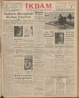 İkdam (Sabah Postası) Gazetesi 15 Ağustos 1941 kapağı