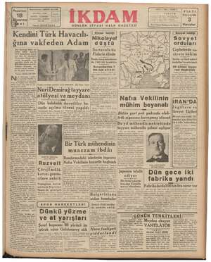 İkdam (Sabah Postası) Gazetesi 18 Ağustos 1941 kapağı