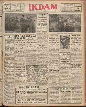 İkdam (Sabah Postası) Gazetesi 27 Ağustos 1941 kapağı