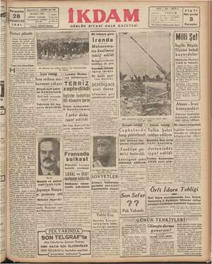 İkdam (Sabah Postası) Gazetesi 28 Ağustos 1941 kapağı