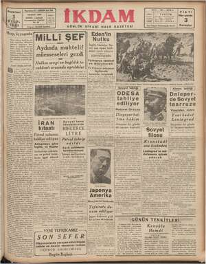 İkdam (Sabah Postası) Gazetesi 1 Eylül 1941 kapağı