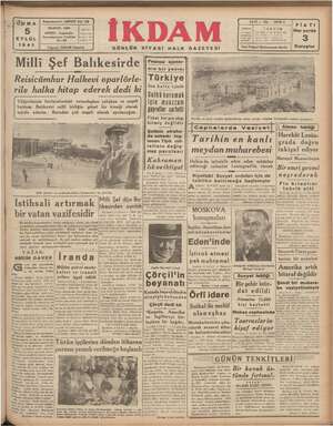 İkdam (Sabah Postası) Gazetesi 5 Eylül 1941 kapağı