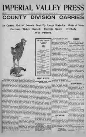 Imperial Valley Press Newspaper August 10, 1907 kapağı