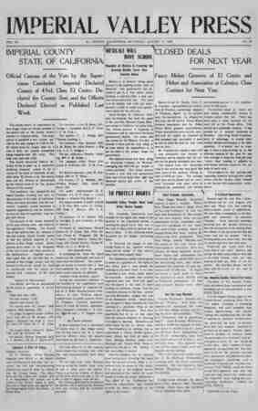 Imperial Valley Press Newspaper August 17, 1907 kapağı