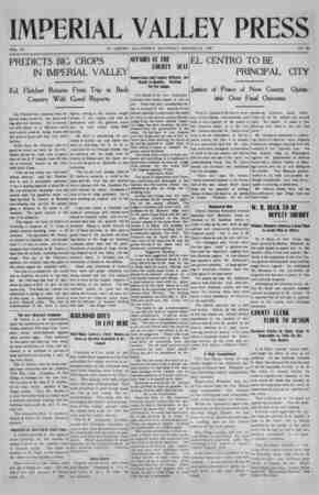 Imperial Valley Press Newspaper August 24, 1907 kapağı