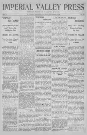 Imperial Valley Press Newspaper September 14, 1907 kapağı