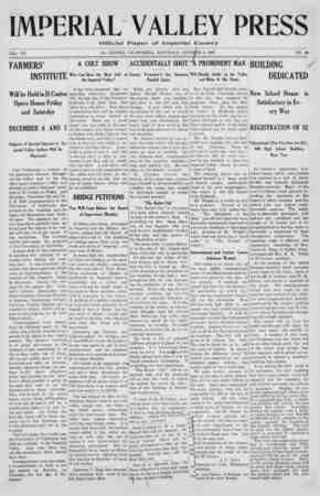 Imperial Valley Press Newspaper October 5, 1907 kapağı