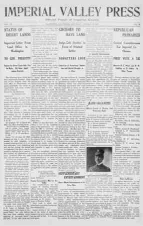 Imperial Valley Press Newspaper October 26, 1907 kapağı