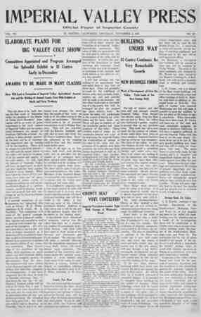 Imperial Valley Press Newspaper November 2, 1907 kapağı