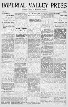 Imperial Valley Press Newspaper November 30, 1907 kapağı