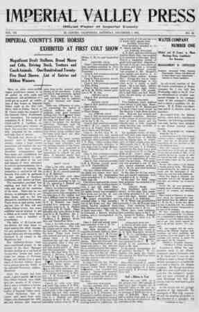 Imperial Valley Press Newspaper December 7, 1907 kapağı