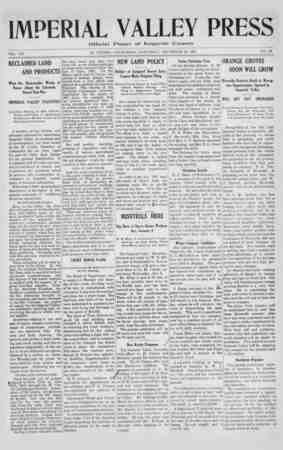 Imperial Valley Press Newspaper December 28, 1907 kapağı