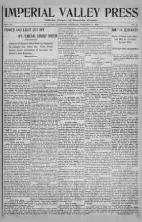 Imperial Valley Press Newspaper February 15, 1908 kapağı