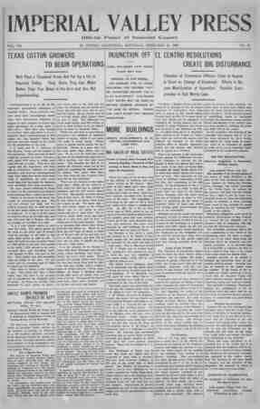 Imperial Valley Press Newspaper February 22, 1908 kapağı