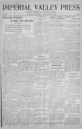 Imperial Valley Press Newspaper March 7, 1908 kapağı