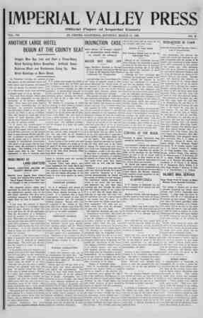 Imperial Valley Press Newspaper March 14, 1908 kapağı