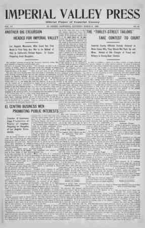 Imperial Valley Press Newspaper March 21, 1908 kapağı
