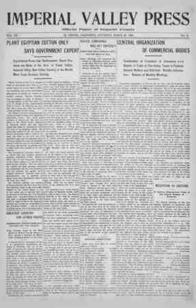 Imperial Valley Press Newspaper March 28, 1908 kapağı