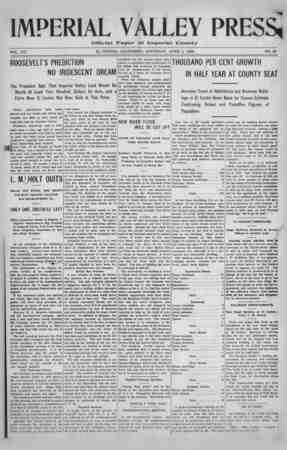 Imperial Valley Press Newspaper April 4, 1908 kapağı