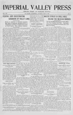 Imperial Valley Press Newspaper May 2, 1908 kapağı
