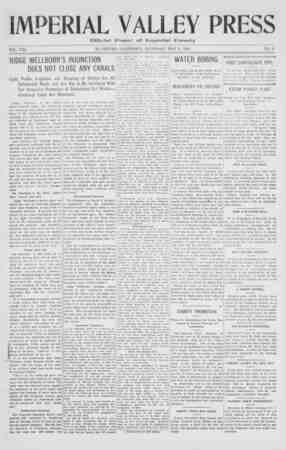 Imperial Valley Press Newspaper May 9, 1908 kapağı