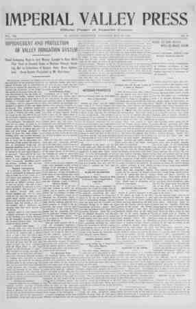 Imperial Valley Press Newspaper May 16, 1908 kapağı