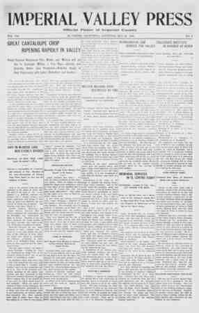 Imperial Valley Press Newspaper May 30, 1908 kapağı