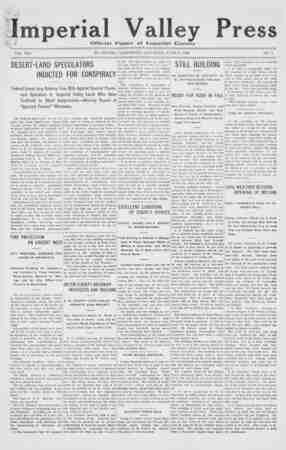 Imperial Valley Press Newspaper June 6, 1908 kapağı