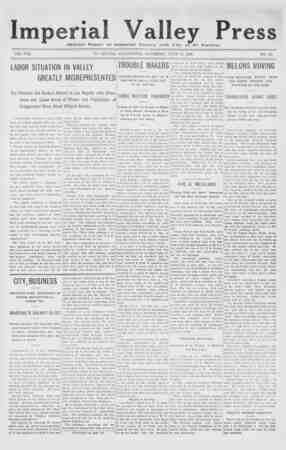 Imperial Valley Press Newspaper June 13, 1908 kapağı