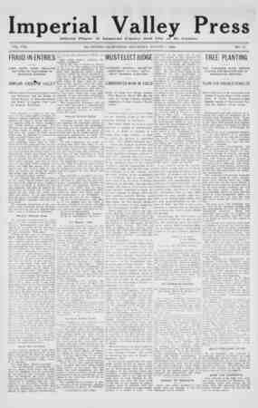 Imperial Valley Press Newspaper August 1, 1908 kapağı