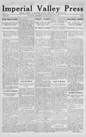 Imperial Valley Press Newspaper August 29, 1908 kapağı