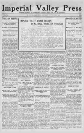 Imperial Valley Press Newspaper September 5, 1908 kapağı