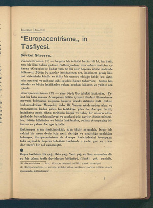   Takıdabın Tdenlajizi: “Europacentrisme,, in | Tasfiyesi. Sövket Süreyya. «Geocentrisme» (1) — beşerin bir telâkki hatâsı idi