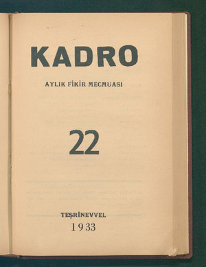 Kadro Dergisi 1 Ekim 1933 kapağı