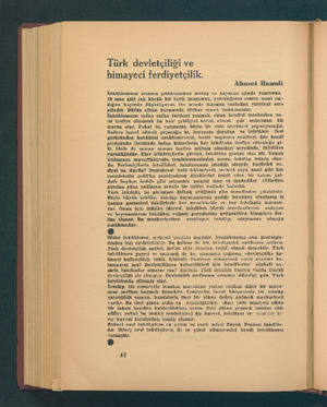   Türk devletçiliği ve himayeci ferdiyetçilik. Ahmet Hamdi İnklâbimezin onuncu yıldönümünü sevinç ve heyecan içinde yasıyorur.